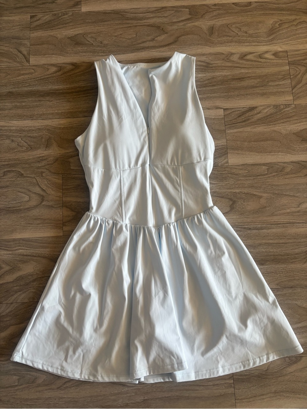 Sleeveless light Blue V-Neck Fit & Flare Dress